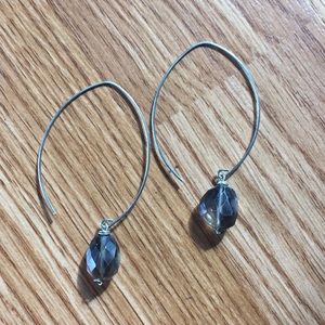 Handmade Semiprecious stone open hoop earrings